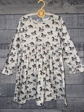 Duck Print Long Sleeve Dress